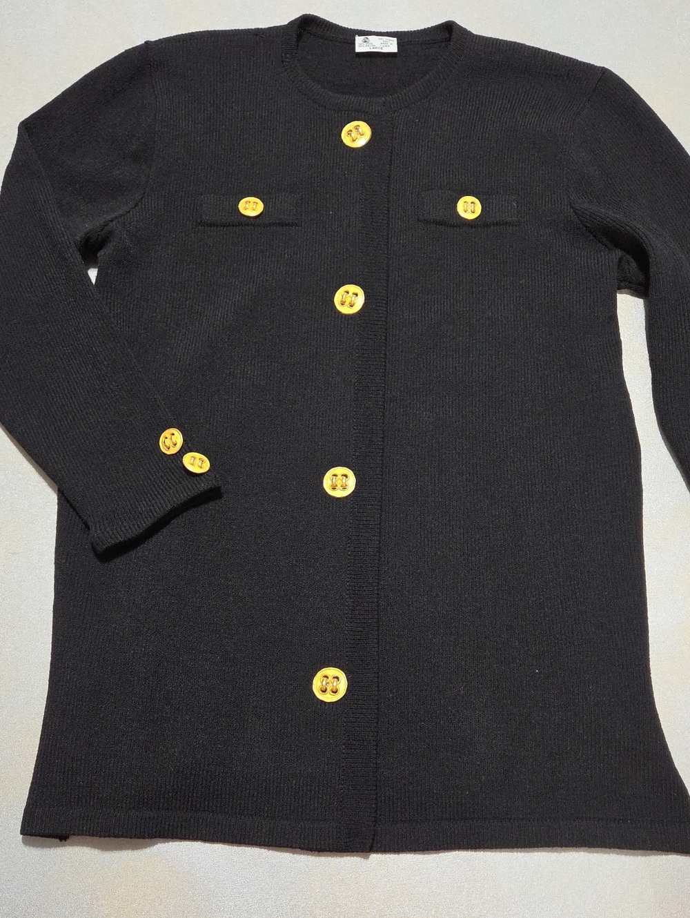 Black Knit Longline Blazer with Gold Buttons VINTAGE.